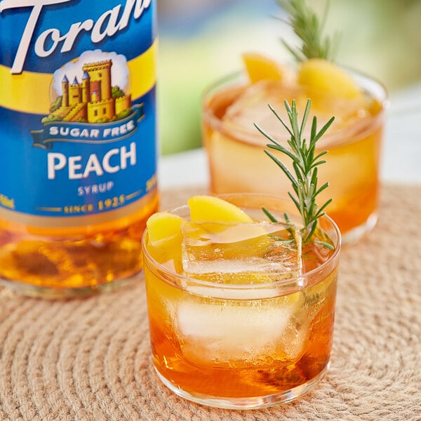 Torani Sugar-Free Peach Flavoring / Fruit Syrup 750 mL Glass Bottle