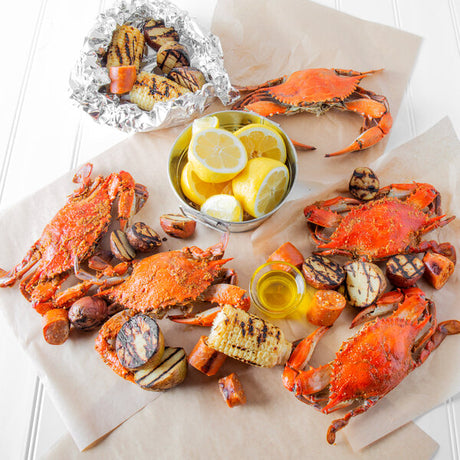 Chesapeake Crab Connection Large/Extra Large 6" - 7" Extra Seasoned Steamed Blue Crab - 1/2 Bushel