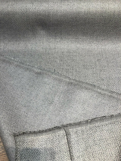 Mykonos Char Polyester Jacquard Fabric - Diamond Pattern, 56" Width (1 Yard)