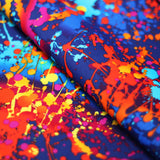 Graffiti Nylon Spandex Fabric - Rainbow Paint Splatter, Multi-Color, 58/60" Width (1 Yard)