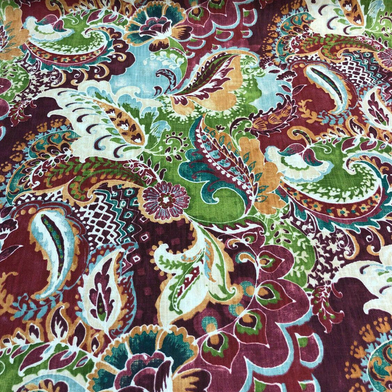 Richloom Teak Sunset 100 Percent Cotton Fabric - Distressed Screen Printed Multi Color, 56" Width, 36" Horizontal Repeat, 27" Vertical Repeat (1 Yard)