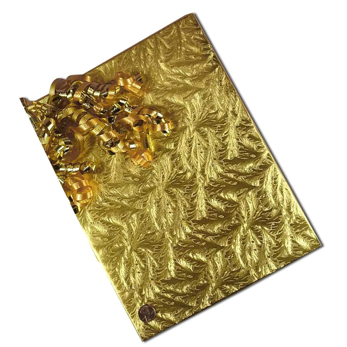 Embossed Metallic Wrapping Paper Gold Feather 24 ''x417"