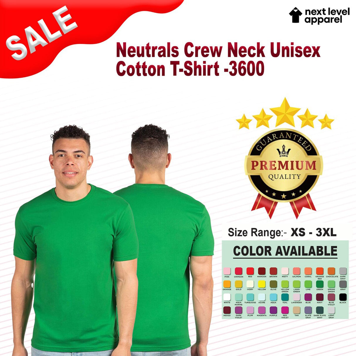 Next Level® Neutrals Crewneck Unisex Cotton Short Sleeve T-Shirt
