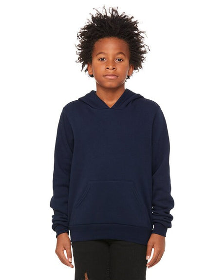 BELLA + CANVAS Bella + Canvas Youth Sponge Fleece Pullover Long Sleeve Hooded Sweatshirt in Hthr True Royal