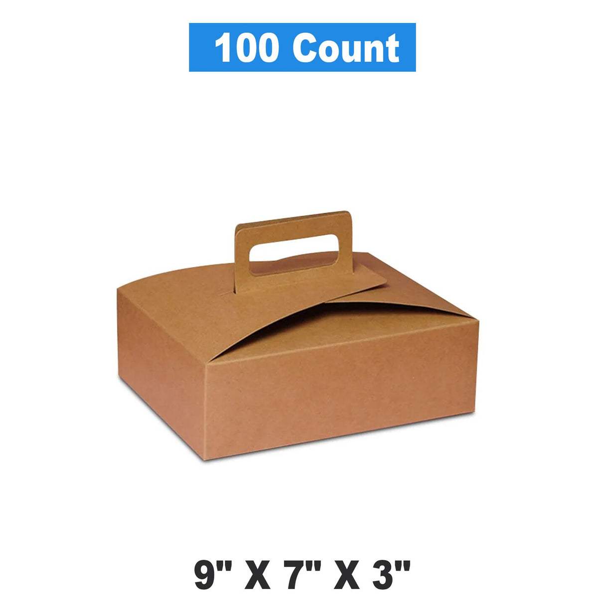 Flat Take Out Box with Handle Medium 9" x 7" x 3"