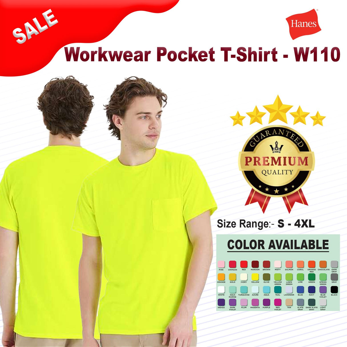 Hanes® Workwear Pocket Crewneck Short Sleeve T-Shirt