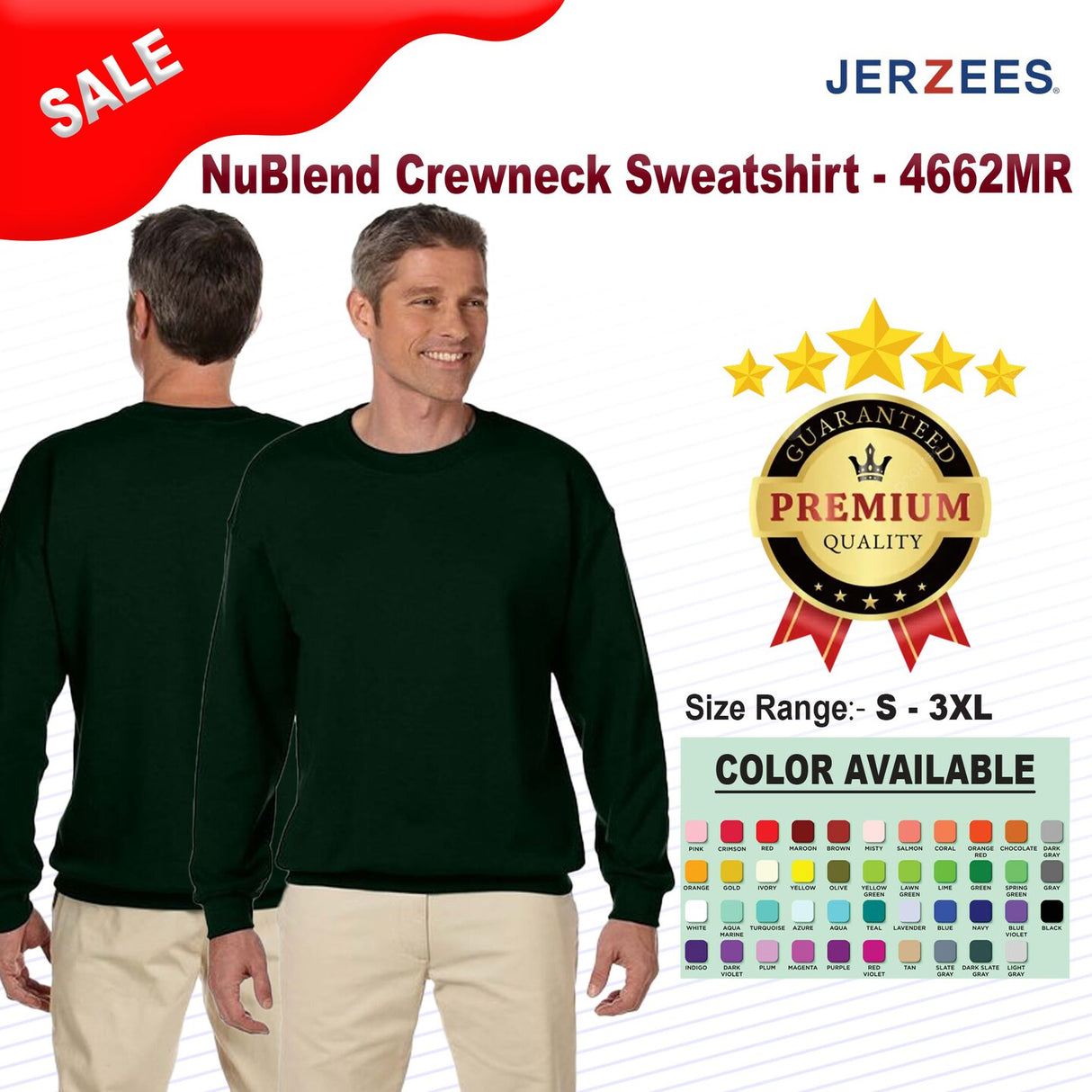 JERZEES® Crewneck Long Sleeve Sweatshirt For Adult
