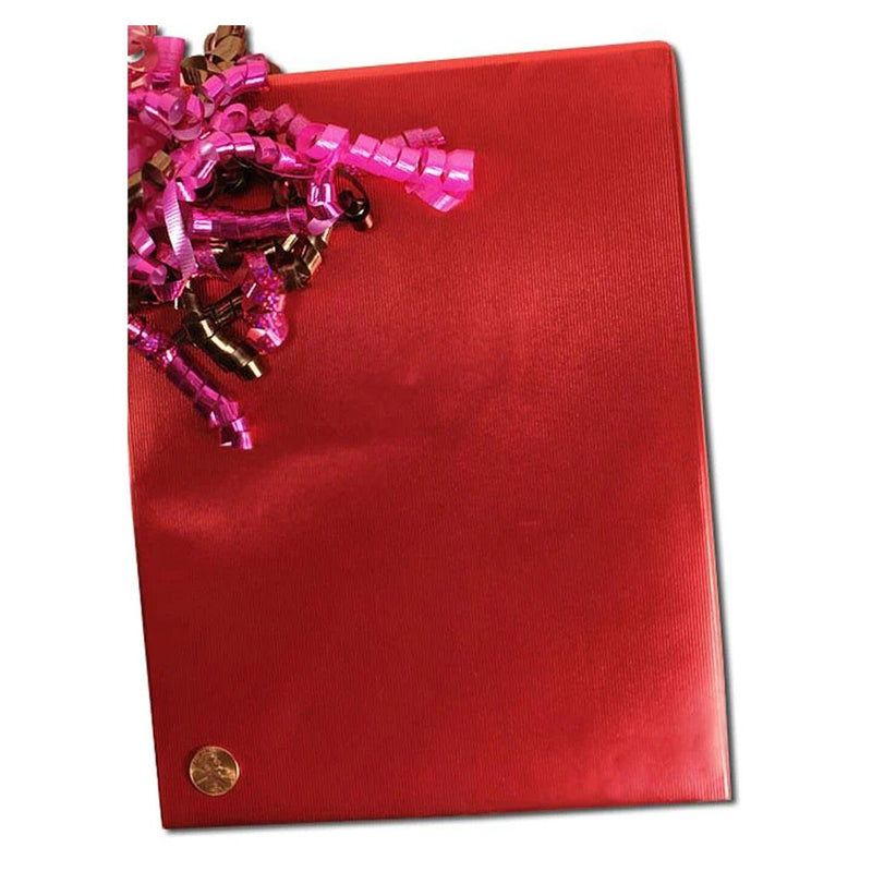 Cranberry Red Embossed Metallic Wrapping Paper 30" x 833" Jumbo Roll