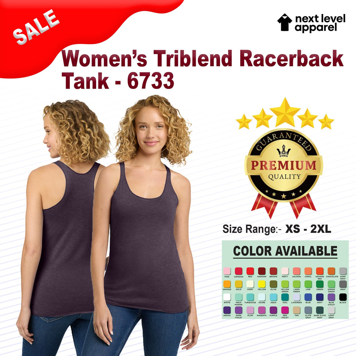 Next Level® Tri Blend Racerback Tank For Adult - 6733