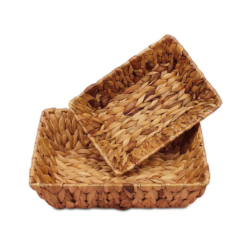 Natural Rush Rectangular Basket Trays Perfectly 11 3/8''x8 5/8''