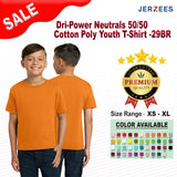 Jerzees® Dri Power Youth Cotton Polyester Crewneck Short Sleeve T-Shirt