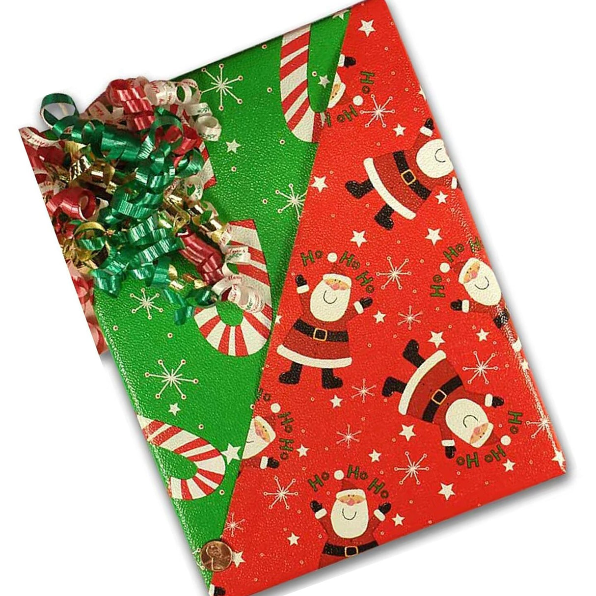 24''x417' Gold Dot & Stripe Two Sides Double the Joy The Best Reversible Christmas Wrapping Papers