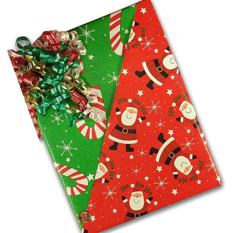 24''x417' Gold Dot & Stripe Two Sides Double the Joy The Best Reversible Christmas Wrapping Papers