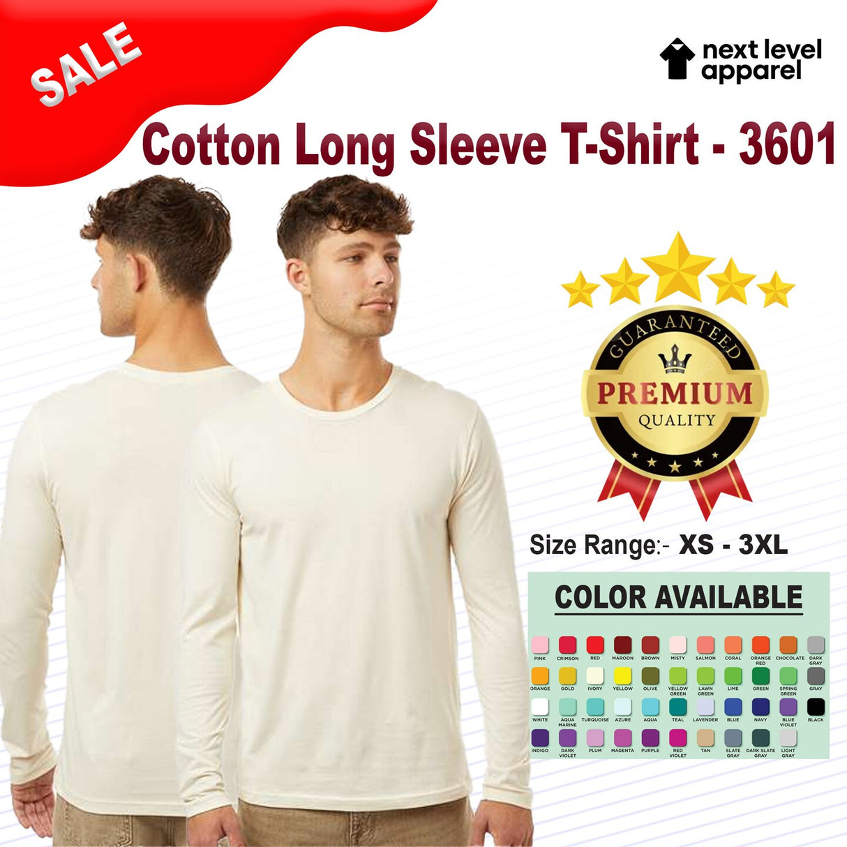 Next Level® Cotton Long Sleeve Crewneck T-Shirt