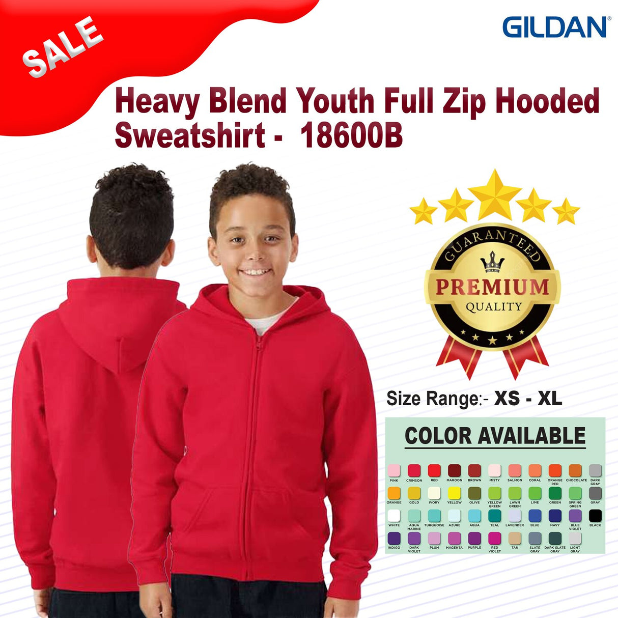 Gildan® Heavy Blend Youth Full Zip Hooded Sweatshirt