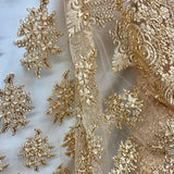 Embroidered Lace Fabric on Polyester Net Mesh