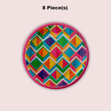 8 Ct. 7.25" Bright Geometric Dessert Plates Colorful Disposable Paper Party Plates