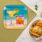 8 Ct. 7.25" Summer Cocktail Square Dessert Plates Beach Theme Disposable Paper Plates