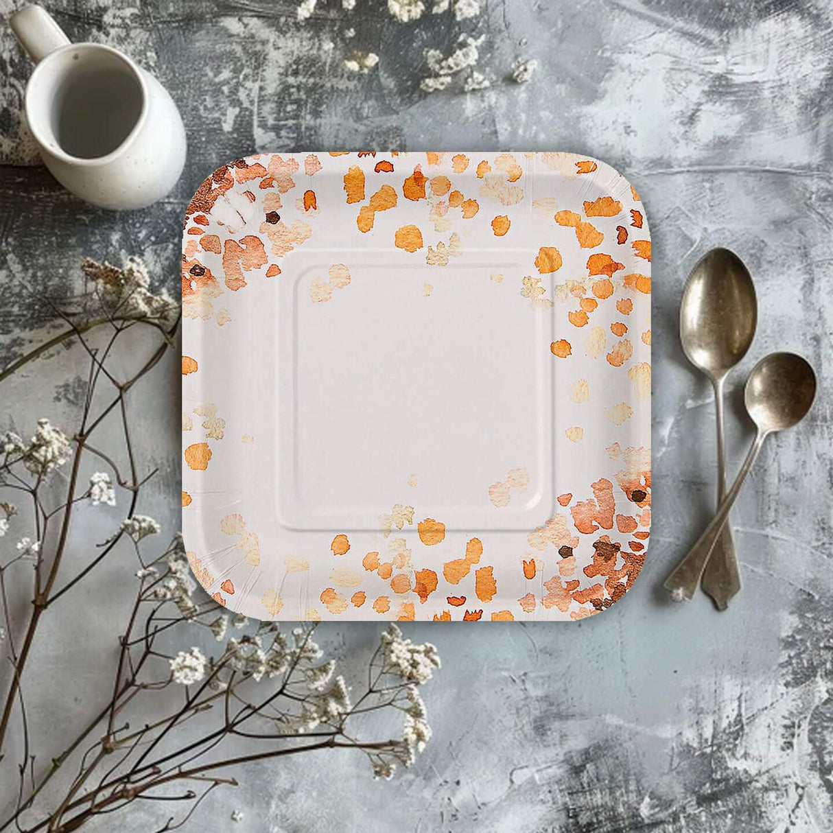 8 Count Fall Leaf Paper Dessert Plates 7 Inch Square Autumn Wedding Thanksgiving Party Supplies