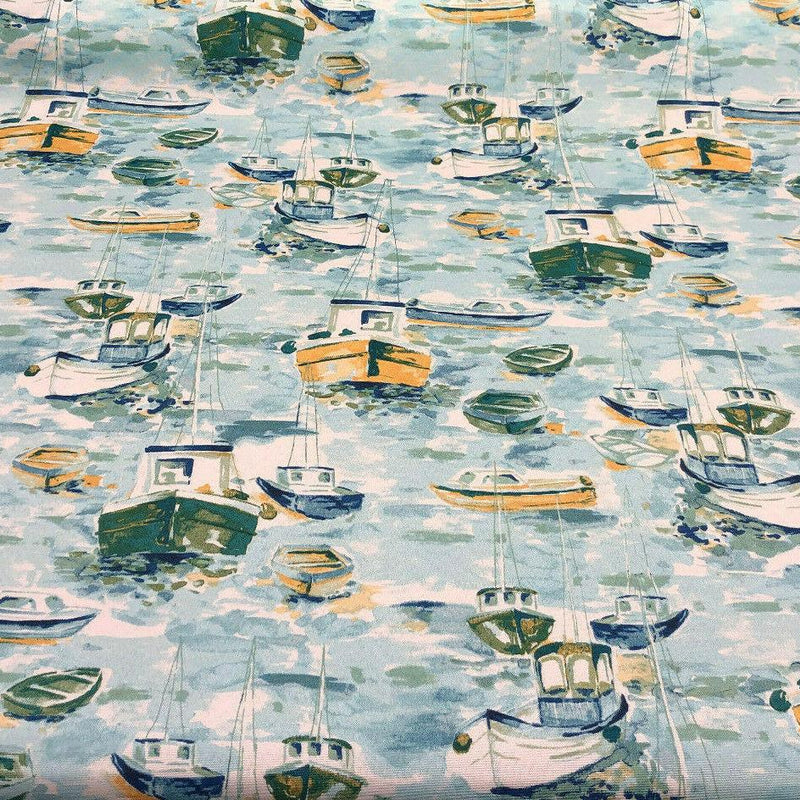 Richloom Outdoor Spinnaker Bay 100 Percent Polyester Fabric - Ocean Blue Ships Toile, 54" Width (1 Yard)
