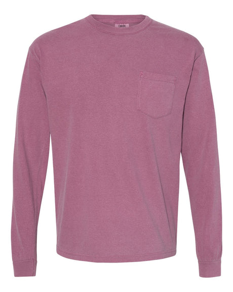 Comfort Colors® Garment-Dyed Heavyweight Crewneck Long Sleeve Pocket T-Shirt