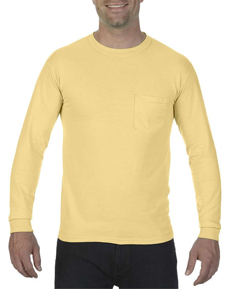 Comfort Colors® Garment-Dyed Heavyweight Crewneck Long Sleeve Pocket T-Shirt