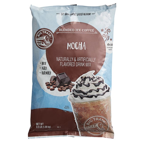 Big Train 3.5 lb. Mocha Blended Ice Coffee Mix - 5/Case