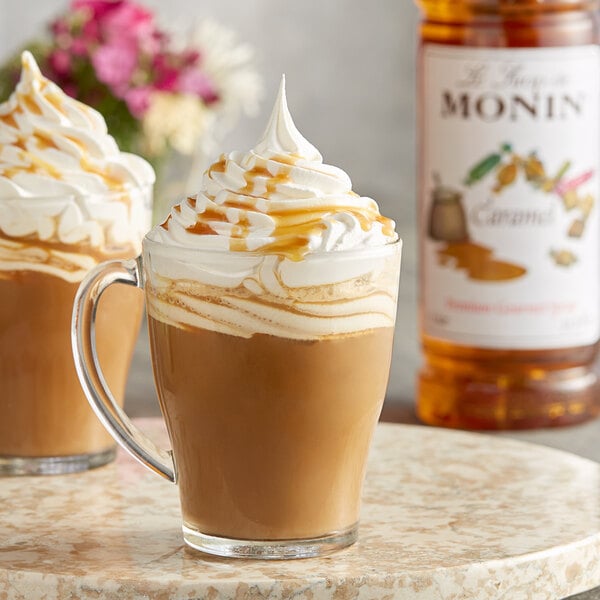 Monin Premium Caramel Flavoring Syrup 1 Liter - 4/Case