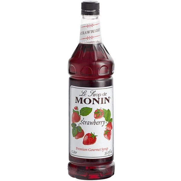 Monin Premium Strawberry Flavoring / Fruit Syrup 1 Liter - 4/Case