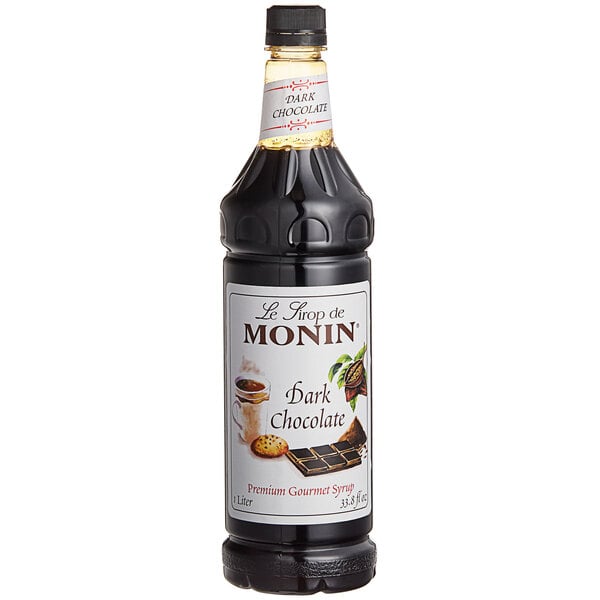 Monin Premium Dark Chocolate Flavoring Syrup 1 Liter - 4/Case