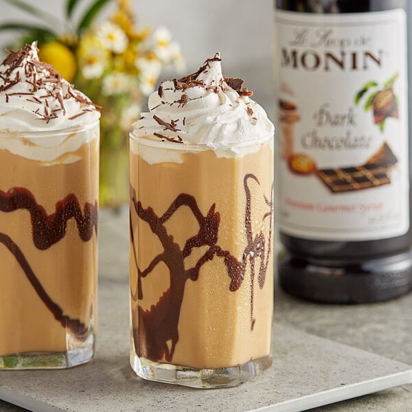 Monin Premium Dark Chocolate Flavoring Syrup 1 Liter - 4/Case