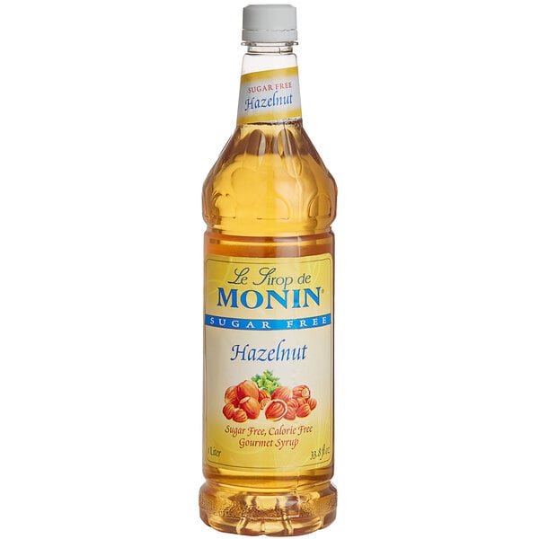 Monin Sugar-Free Hazelnut Flavoring Syrup 1 Liter - 4/Case