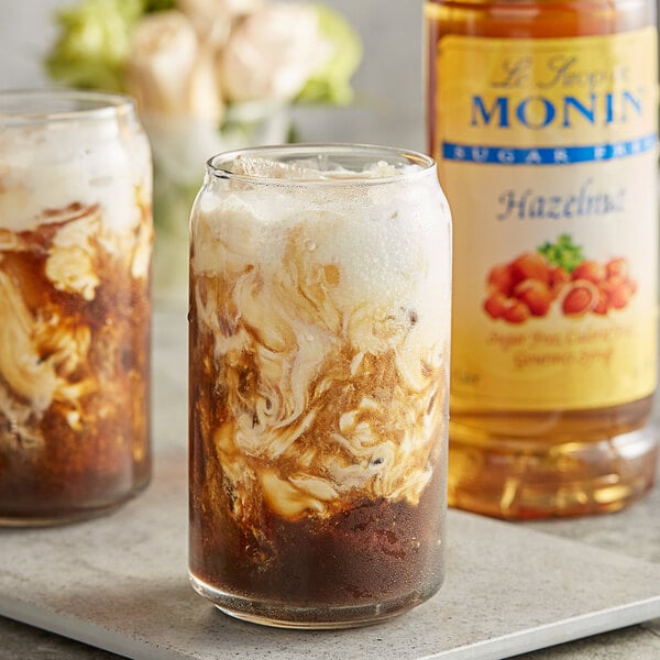 Monin Sugar-Free Hazelnut Flavoring Syrup 1 Liter - 4/Case