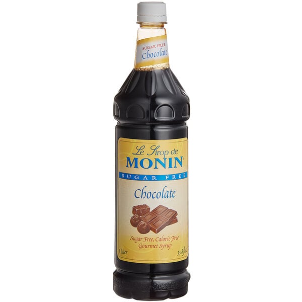 Monin Sugar-Free Chocolate Flavoring Syrup 1 Liter - 4/Case