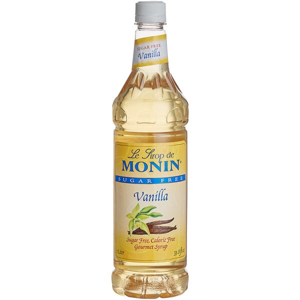 Monin Sugar-Free Vanilla Flavoring Syrup 1 Liter - 4/Case