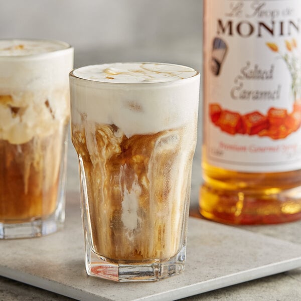 Monin Premium Salted Caramel Flavoring Syrup 1 Liter - 4/Case