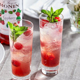 Monin Premium Raspberry Flavoring / Fruit Syrup 1 Liter - 4/Case
