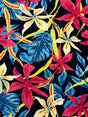 Dark Navy Background Big Flowers Polyester Spandex Fabric - Floral Print, 58" To 60" Width