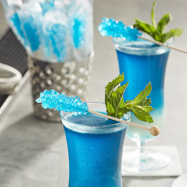 Roses Dryden and Palmer Blue Raspberry Wrapped Rock Candy Swizzle Stick - 72/Case
