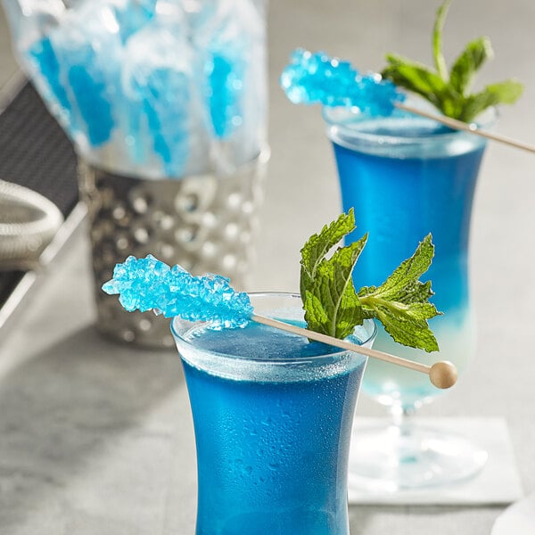Roses Dryden and Palmer Blue Raspberry Wrapped Rock Candy Swizzle Stick - 72/Case