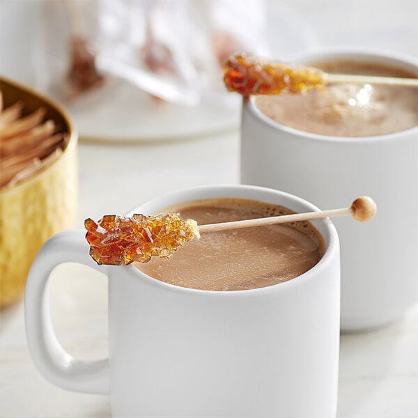 Roses Dryden and Palmer Amber Wrapped Rock Candy Barista Stirrer - 100/Case