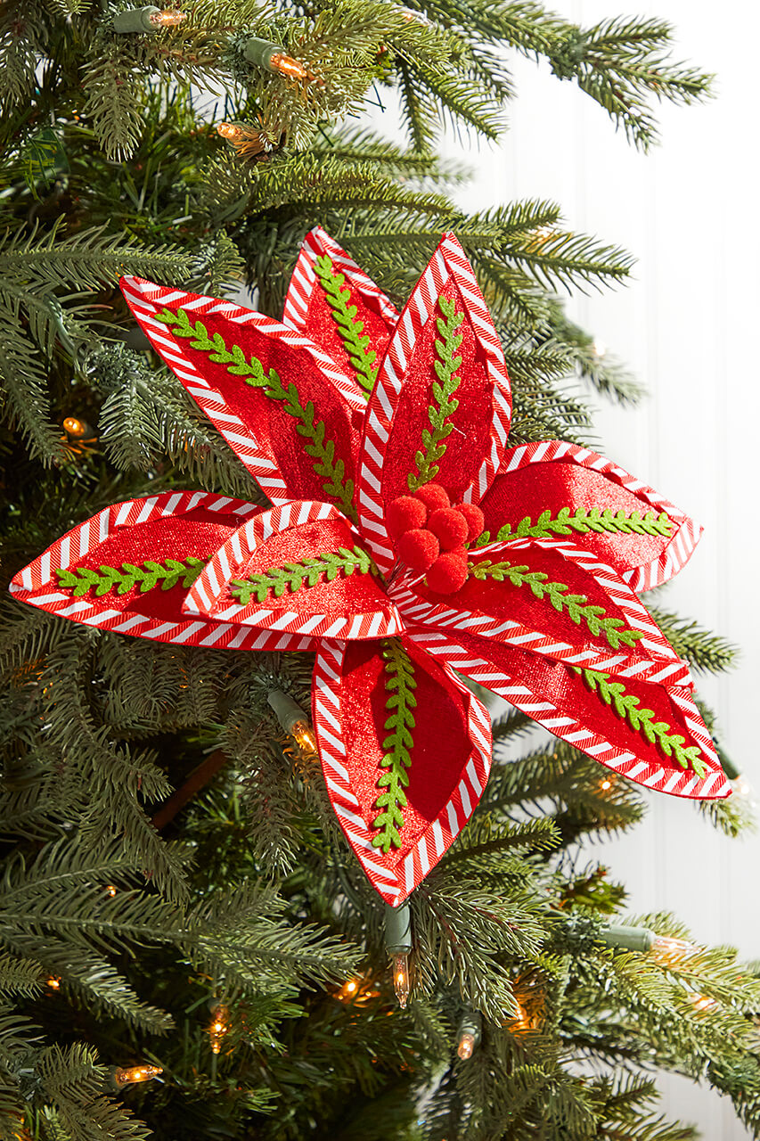 22" Red, White and Green Velvet Stem