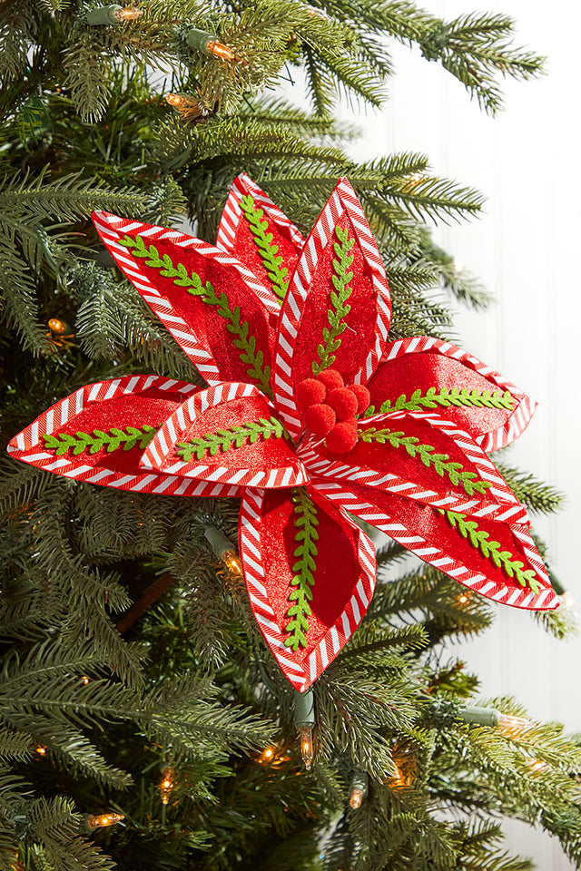 22" Red, White and Green Velvet Stem