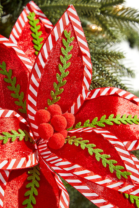 22" Red, White and Green Velvet Stem
