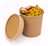 Kraft Soup Containers with Vented Lids 4 1/2" x 5 1/4" x 4 1/2" Perfect for Hot and Cold Meals