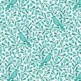 Cotton Print Turquoise Birds and Branches Fabric 44/45"
