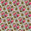 Cotton Print Joined Hearts Love Ink Fabric 44/45"
