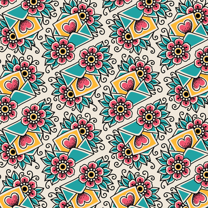 Cotton Print Fabric Love Blooms Love Ink 3380 44/45"