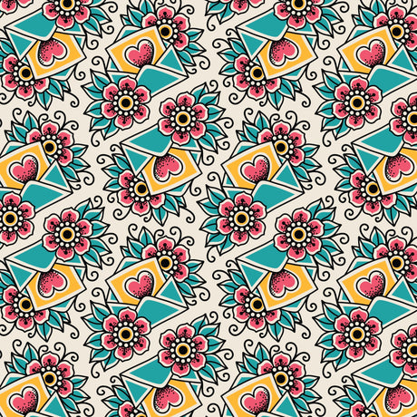 Cotton Print Fabric Love Blooms Love Ink 3380 44/45"
