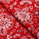 Bandana Poly Spandex Fabric - Beige/Red Paisley, 58/60" Width (1 Yard)